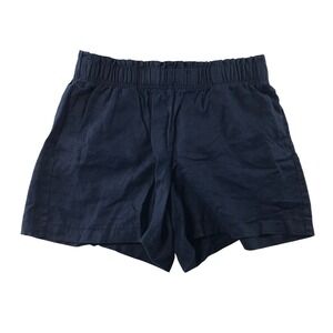 Quince Navy Blue 100% European Linen Elastic Waist Shorts Womens Large